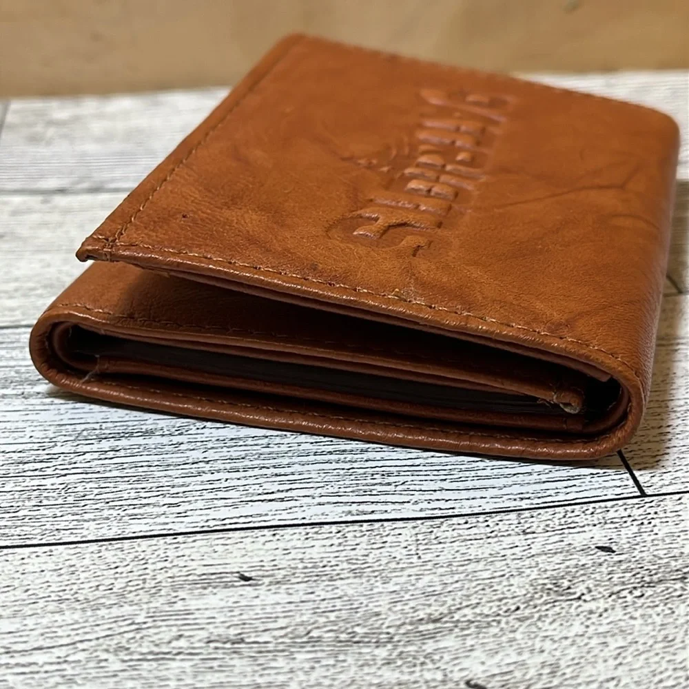 NWOT Patriots Football Brown Leather Trifold Wallet